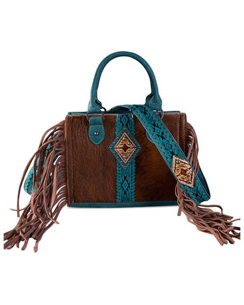 Image #1 - Trinity Ranch Women's Concealed Carry Cowhide Crossbody Bag, Turquoise, hi-res