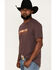 Image #2 - RANK 45® Men's Serape Shadow Logo Short Sleeve Graphic T-Shirt, Brick Red, hi-res