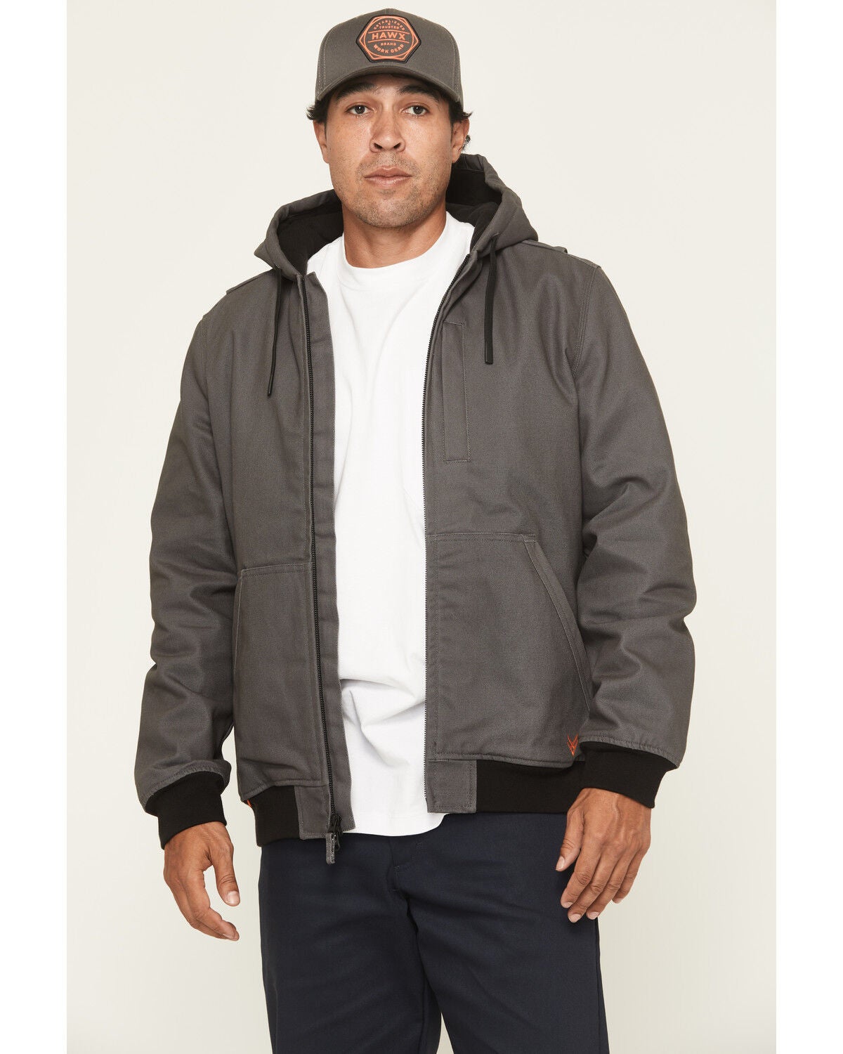 Image #1 - Hawx Men's Basalt Fleece Lined Hooded Duck Canvas Jacket, Charcoal, hi-res