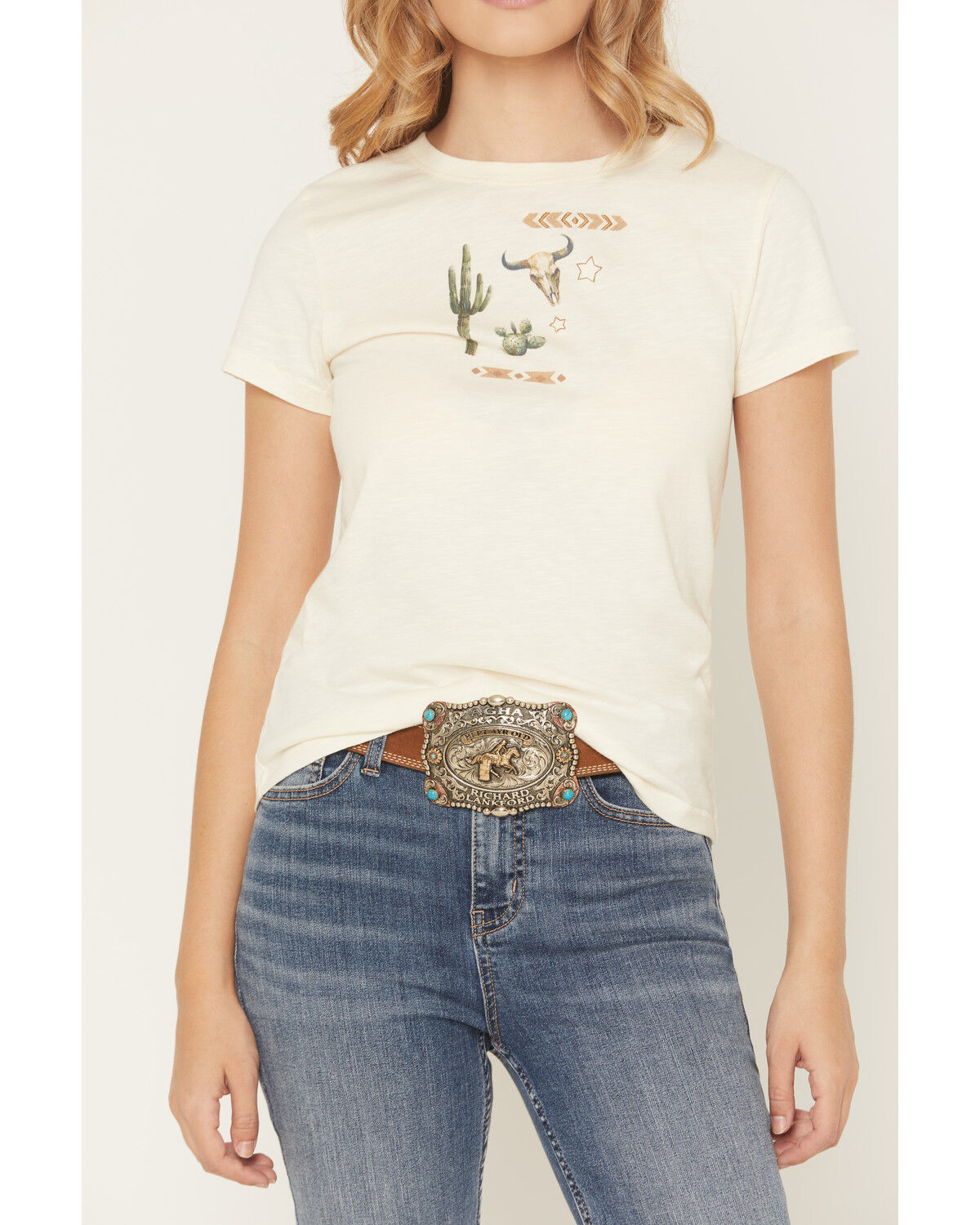 Image #3 - Shyanne Women's Icon Embroidered Short Sleeve Graphic Tee, Cream, hi-res