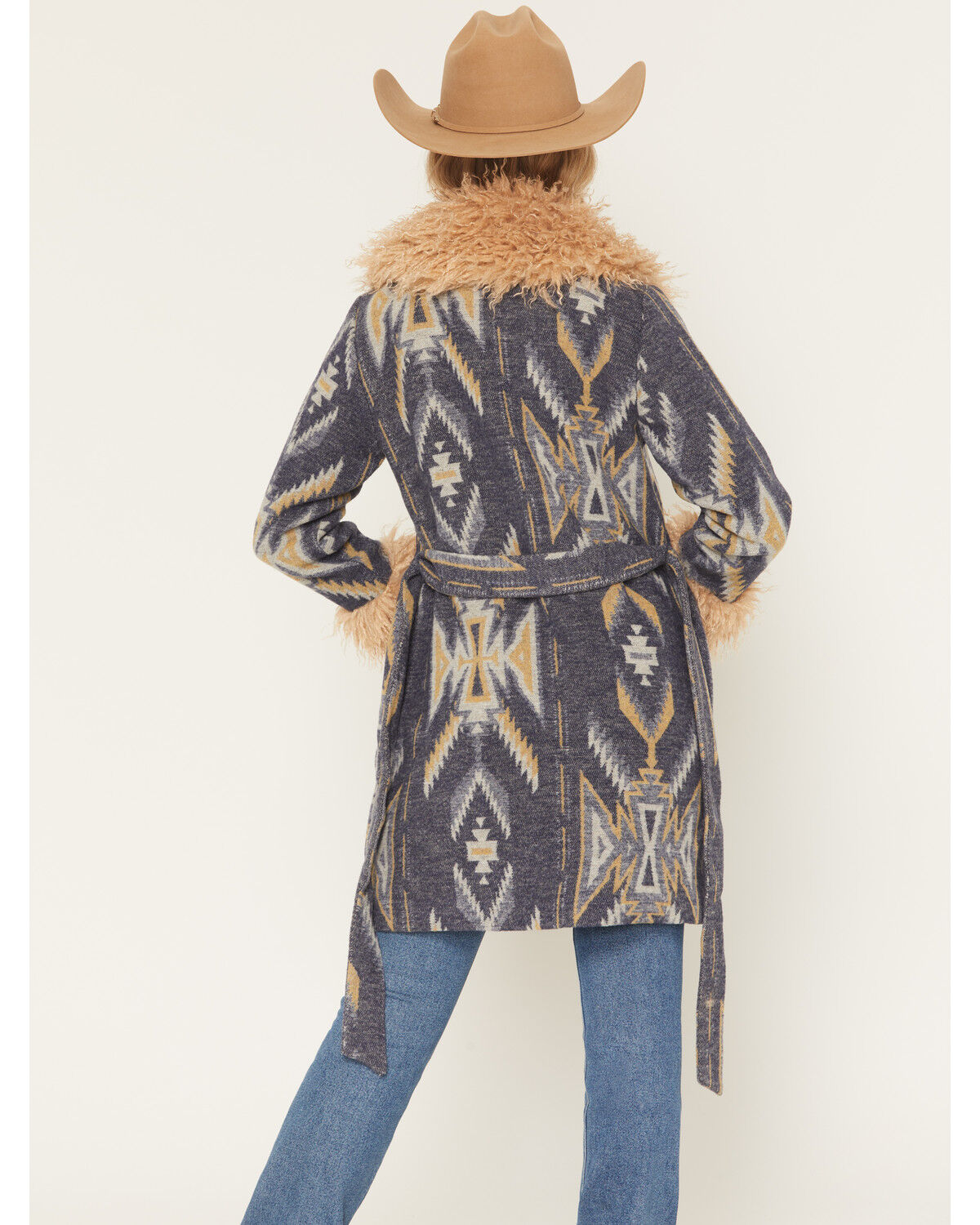 Image #4 - Idyllwind Women's Maxey Fur Trim Long Jacket, Indigo, hi-res