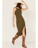 Image #1 - Cleo + Wolf Women's Halter Slit Midi Dress, Olive, hi-res