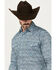 Roper Men's Amarillo Paisley Print Long Sleeve Pearl Snap Western Shirt, Blue, hi-res