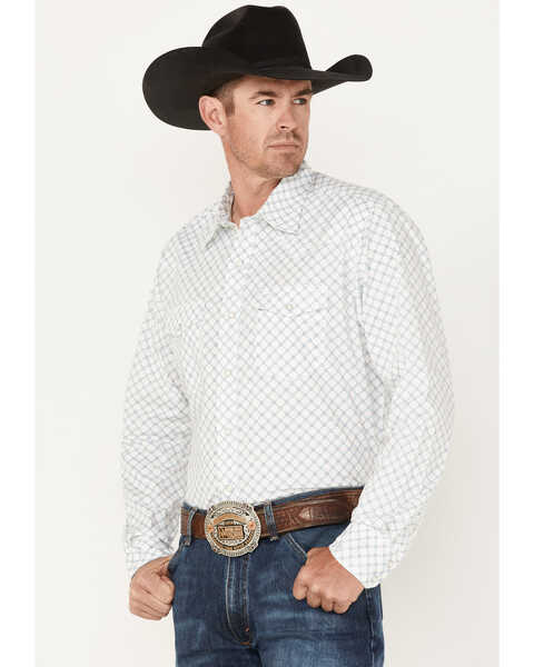 Image #2 - Wrangler 20X Men's Competition Advanced Comfort Print Long Sleeve Snap Shirt, Turquoise, hi-res