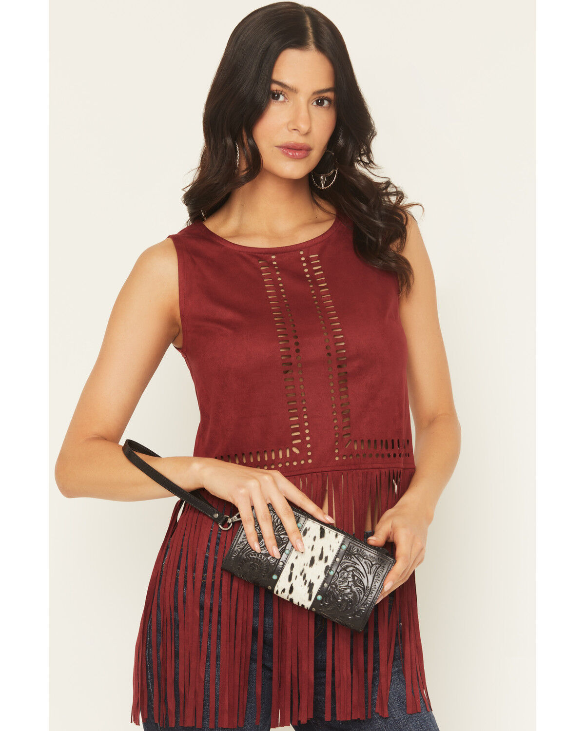 Image #1 - Idyllwind Women's Geneva Hairon Cowhide Clutch, Black, hi-res