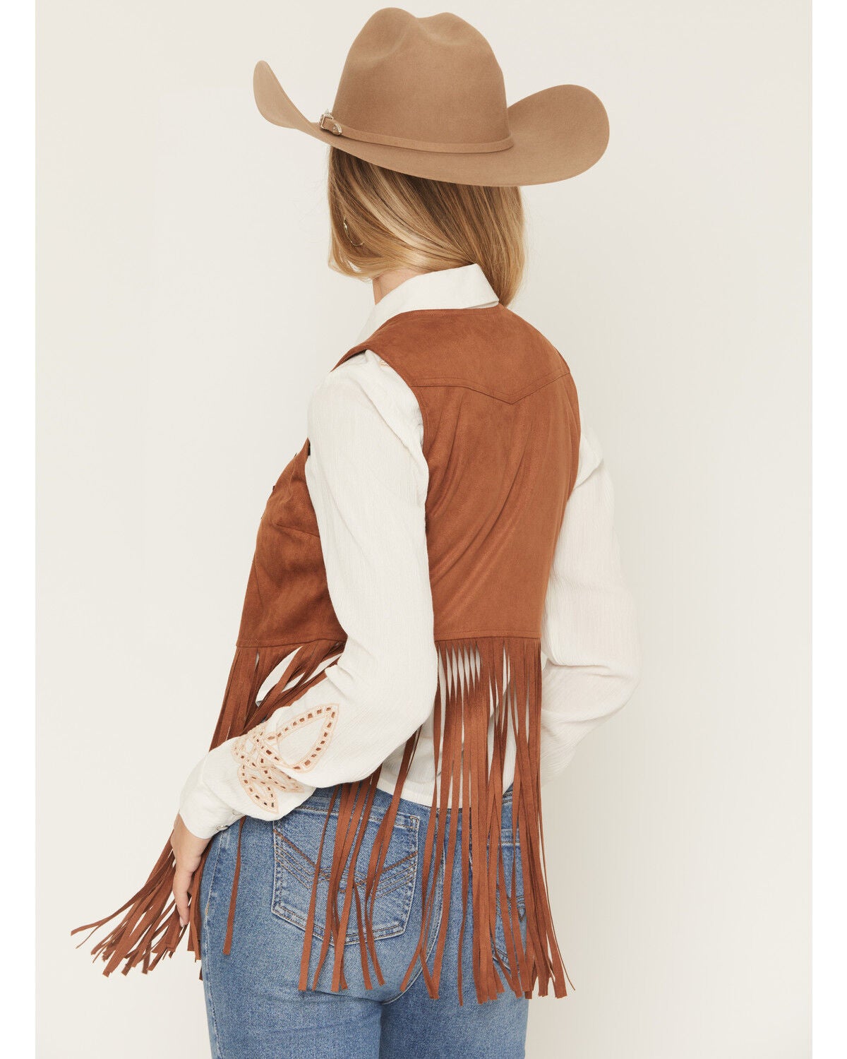 Image #6 - Idyllwind Women's Pike Boot Stitch Fringe Faux Suede Vest, Caramel, hi-res