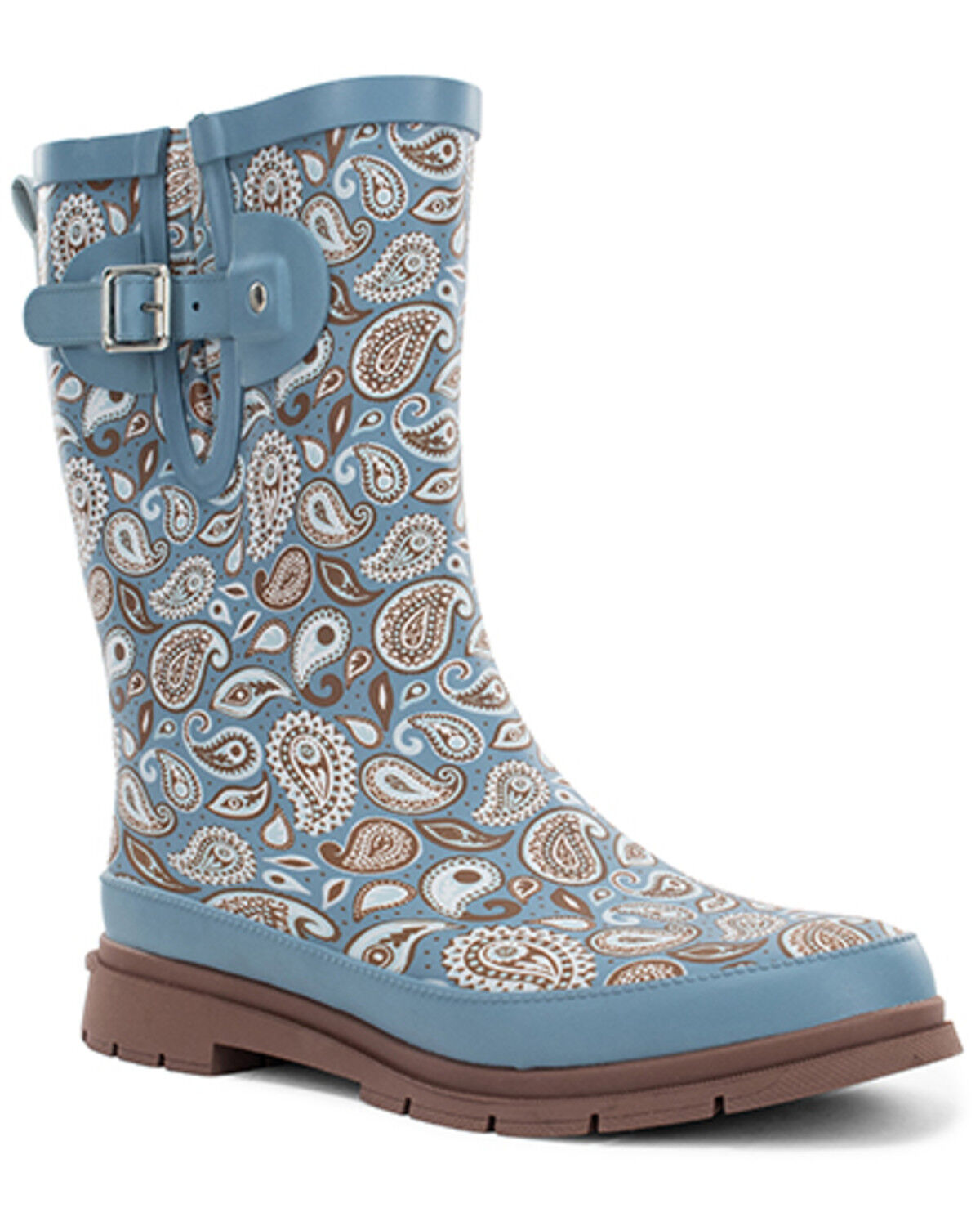 Image #1 - Western Chief Women's Bandana Print Mid Rain Boots - Round Toe, Blue, hi-res