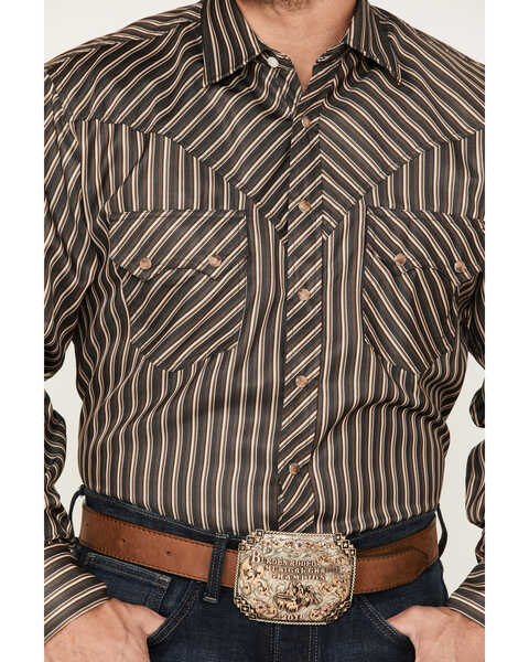 Image #3 - Reisistol Men's Quinton Stripe Snap Western Shirt , Black/tan, hi-res