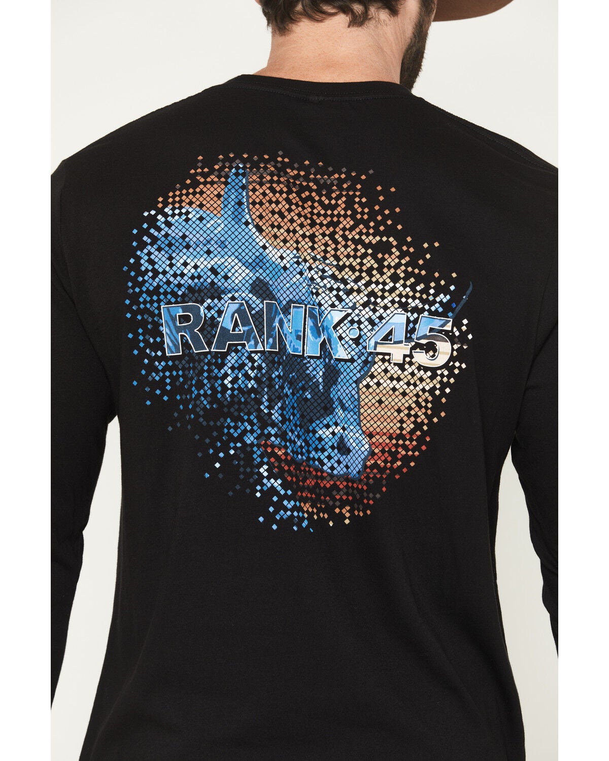Image #4 - RANK 45&reg; Men's Serape Logo Bull Pixel Long Sleeve Graphic T-Shirt, Black, hi-res