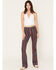 Image #1 - Wrangler Women's Off To The Races Mid Rise Stripe Rainbow Flare Stretch Denim Jeans, Multi, hi-res