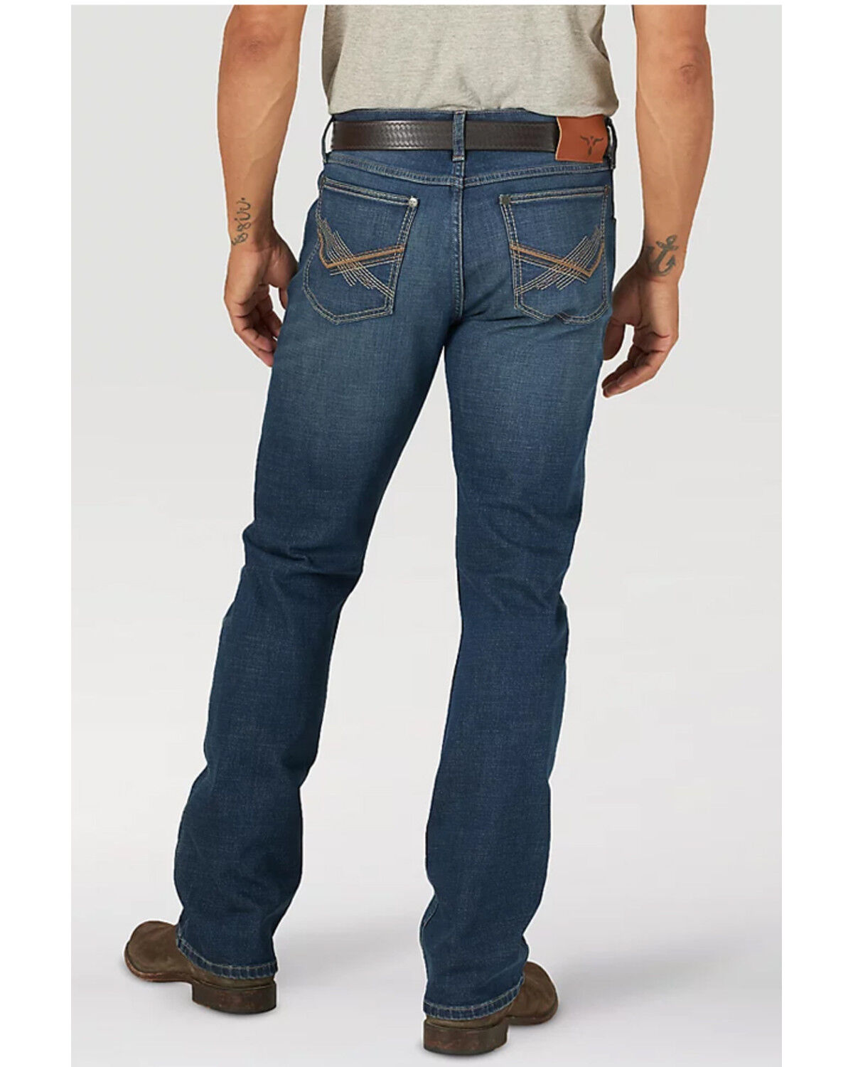 Image #2 - Wrangler 20X Men's No.42 Vintage Dark Wash Stretch Slim Brumsley Bootcut Jeans - Tall, Blue, hi-res