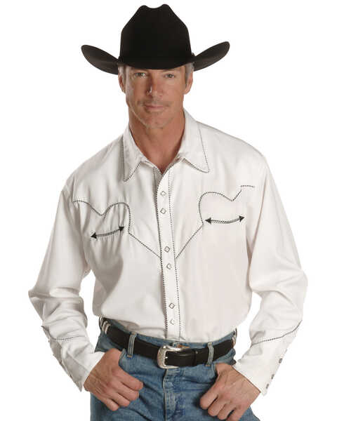 Scully White Retro Western Shirt - Big & Tall, White, hi-res