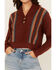 Image #3 - Cleo + Wolf Women's Collette Striped Print Long Sleeve Sweater, Brandy Brown, hi-res