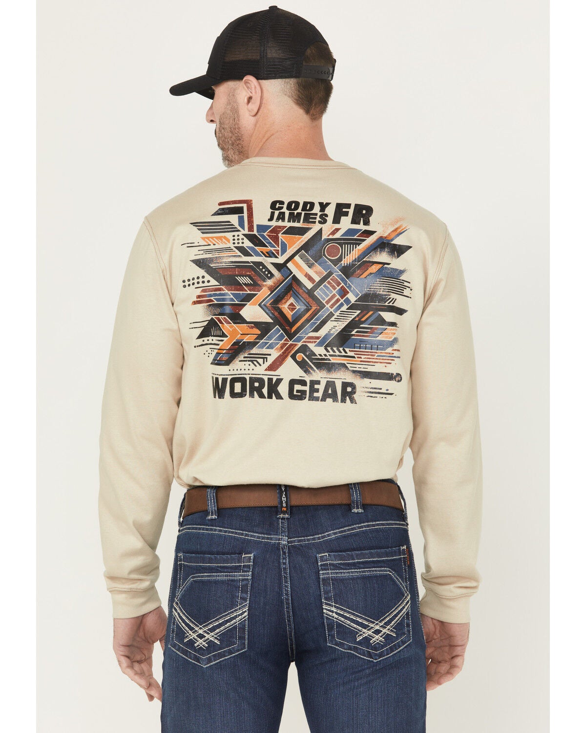 Cody James Men's FR Thrasher Long Sleeve Graphic Work Shirt, Tan, hi-res