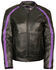 Image #1 - Milwaukee Leather Women's Stud & Wing Leather Jacket - 4XL, Black/purple, hi-res