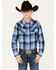 Image #1 - Cody James Boys' Plaid Print Long Sleeve Snap Western Flannel Shirt, Navy, hi-res