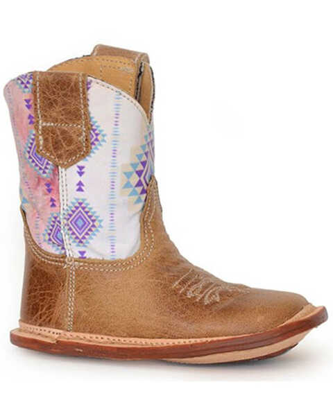 Roper Infant Girls' AZ Southwestern Western Boots - Square Toe, Tan, hi-res