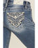 Image #2 - Miss Me Women's Dark Wash Mid Rise Patchwork Flap 32" Bootcut Stretch Denim Jeans, Dark Wash, hi-res