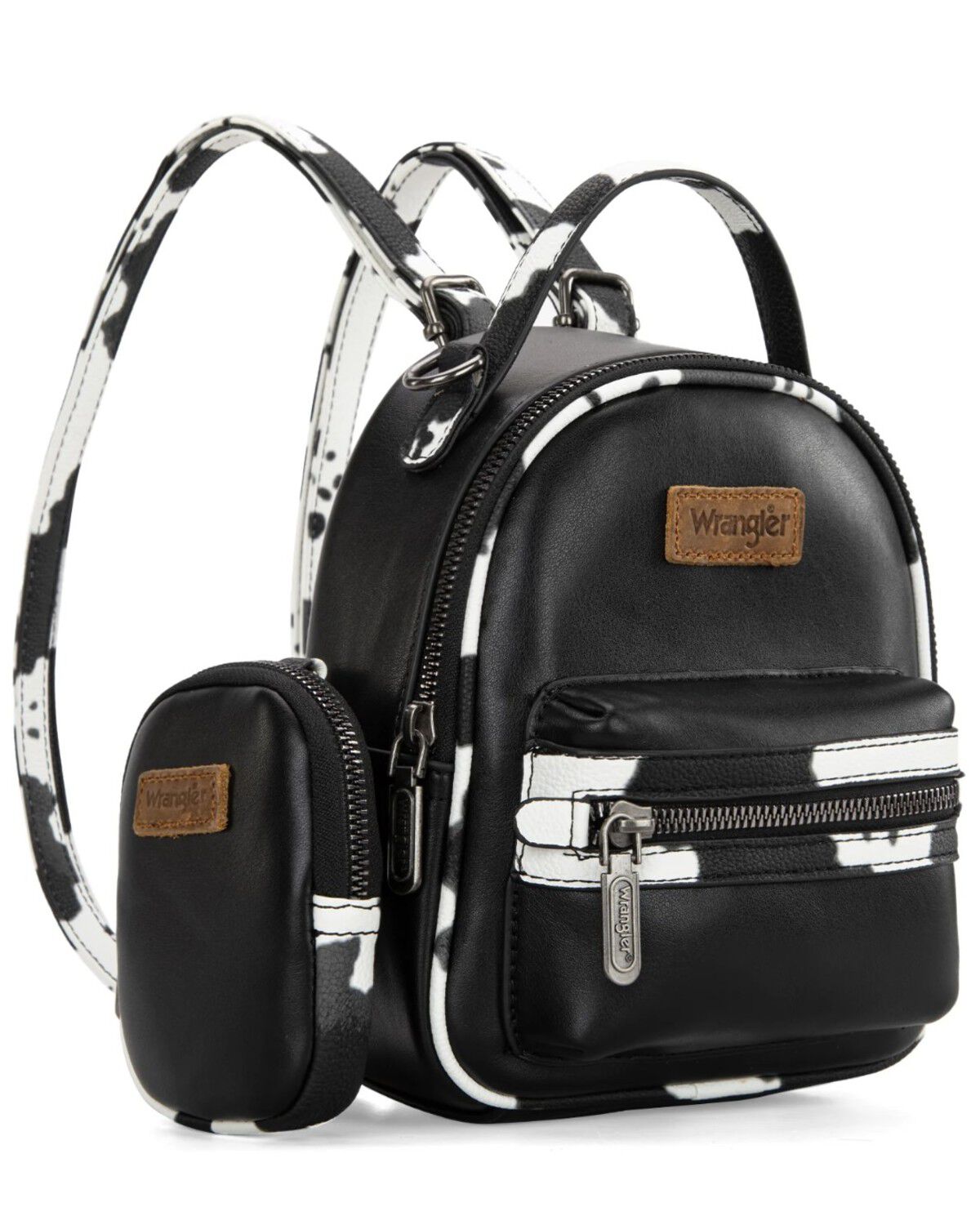Image #1 - Wrangler Women's Cow Print Mini Backpack, Black, hi-res