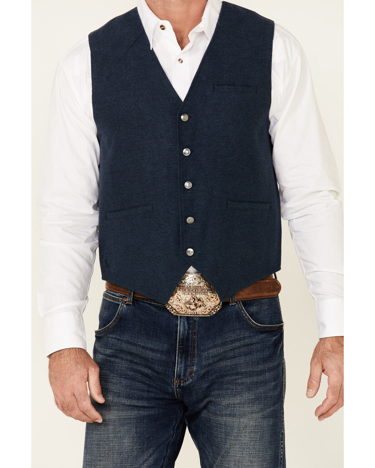 Image #3 - Cody James Men's Solid Navy Stunt Text Button-Down Vest , , hi-res