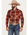 Image #1 - Ely Walker Men's Plaid Print Long Sleeve Snap Western Shirt, Rust Copper, hi-res