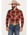 Image #1 - Ely Walker Men's Plaid Print Long Sleeve Snap Western Shirt , Rust Copper, hi-res