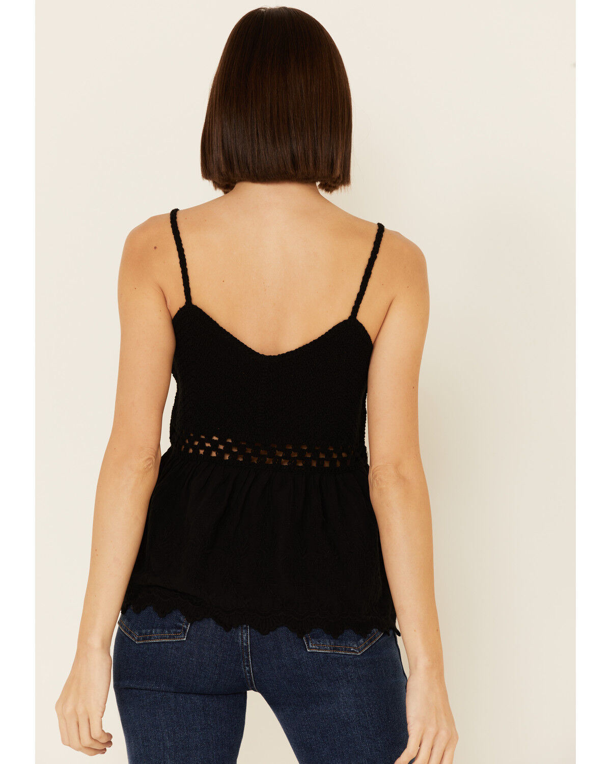 Image #4 - Very J Women's Crochet Embroidered Cami Tank Top, Black, hi-res