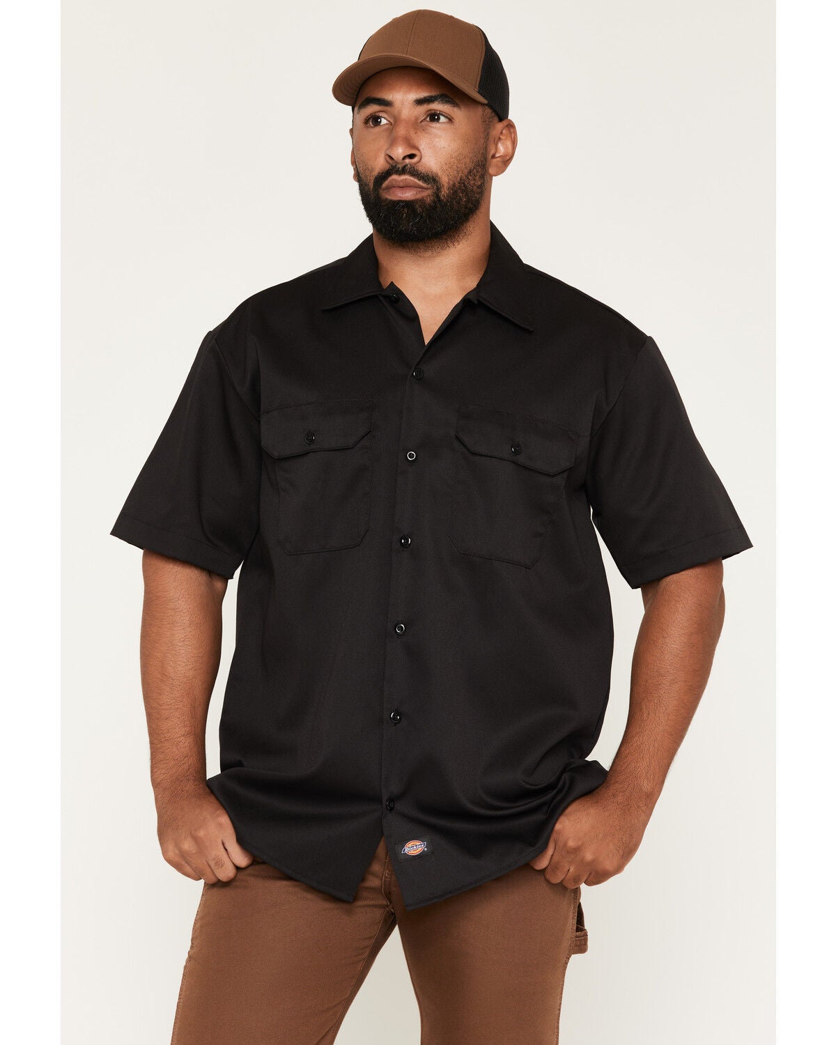 Image #1 - Dickies Men's Solid Twill Short Sleeve Button-Down Work Shirt, No Color, hi-res