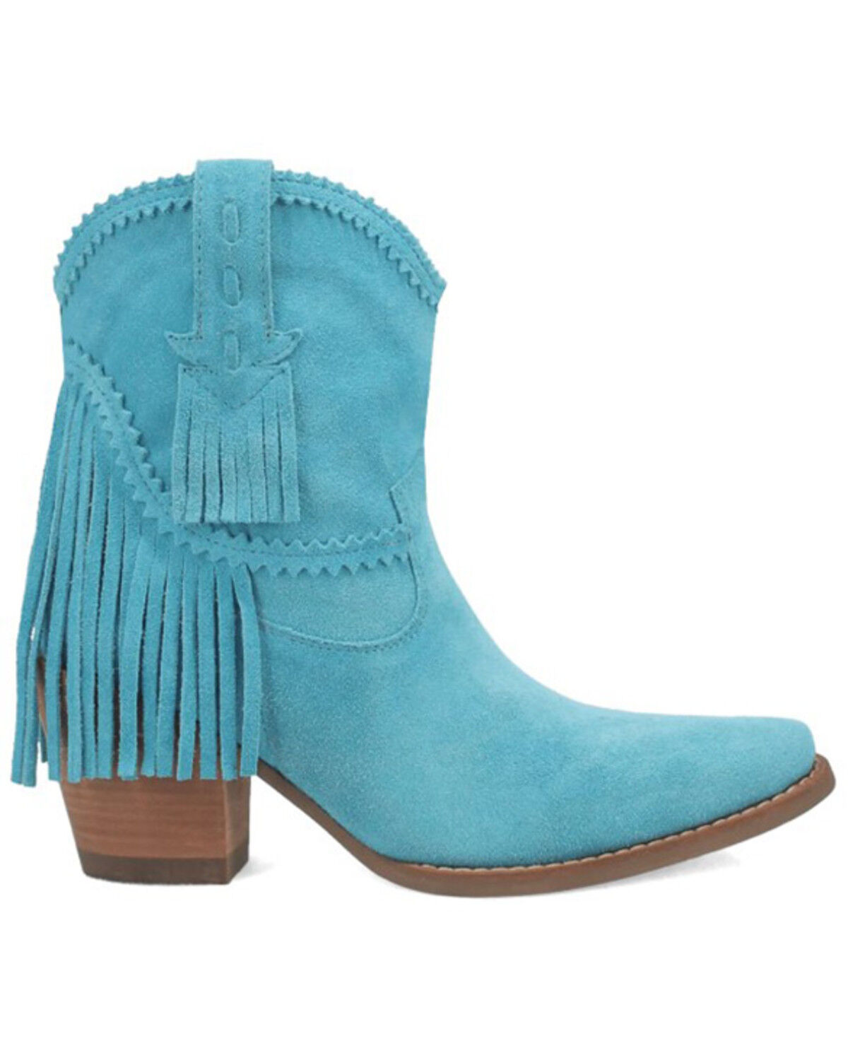 Image #2 - Dingo Women's Fandango Fringe Suede Western Booties - Snip Toe, Blue, hi-res