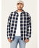 Brothers & Sons Men's Large Plaid Long Sleeve Button Down Western Shirt , Navy, hi-res
