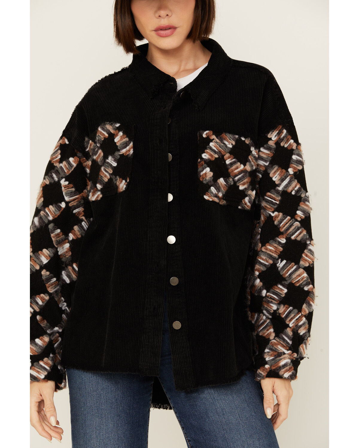 Image #3 - POL Women's Ribbon Detail Shacket, Black, hi-res