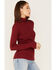 Image #2 - Cleo + Wolf Women's Ribbed Turtleneck Sweater, Ruby, hi-res