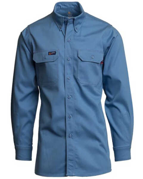 Image #1 - Lapco Men's FR Solid Long Sleeve Button-Down Western Work Shirt - Big & Tall, Blue, hi-res