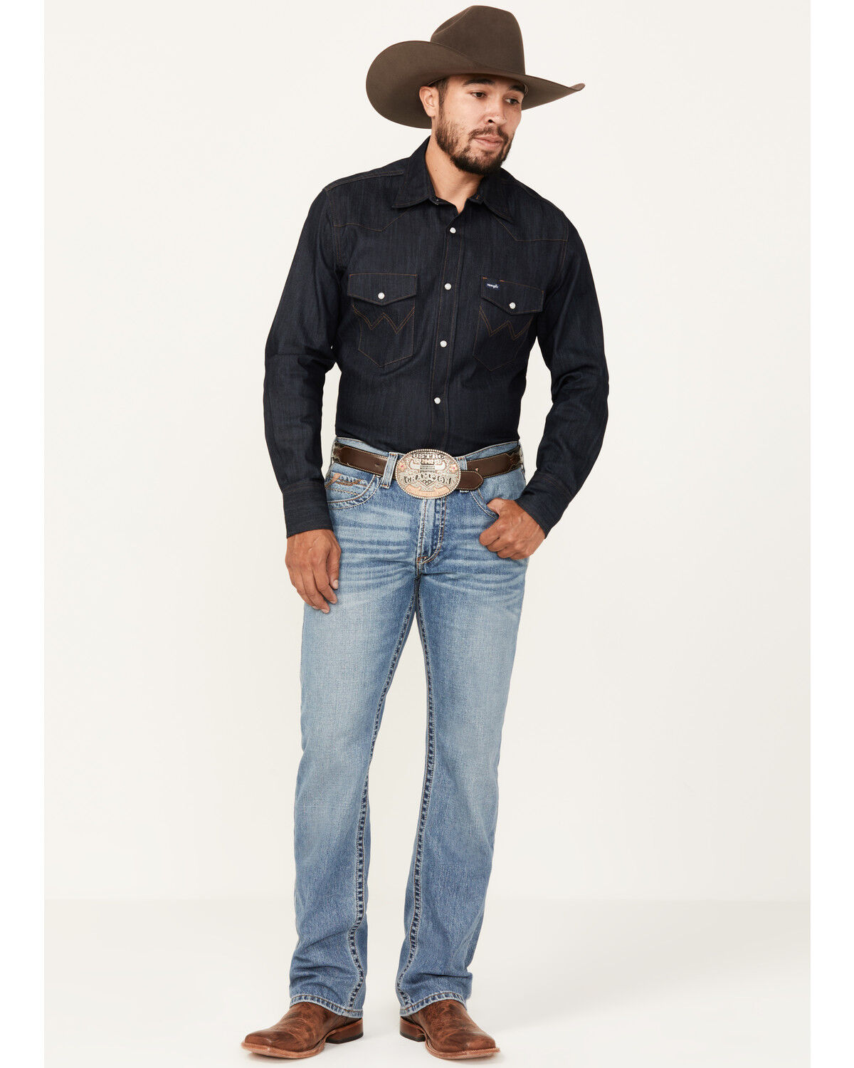 Image #1 - Ariat Men's M5 Baylor Lark Medium Wash Straight Rigid Jeans, , hi-res