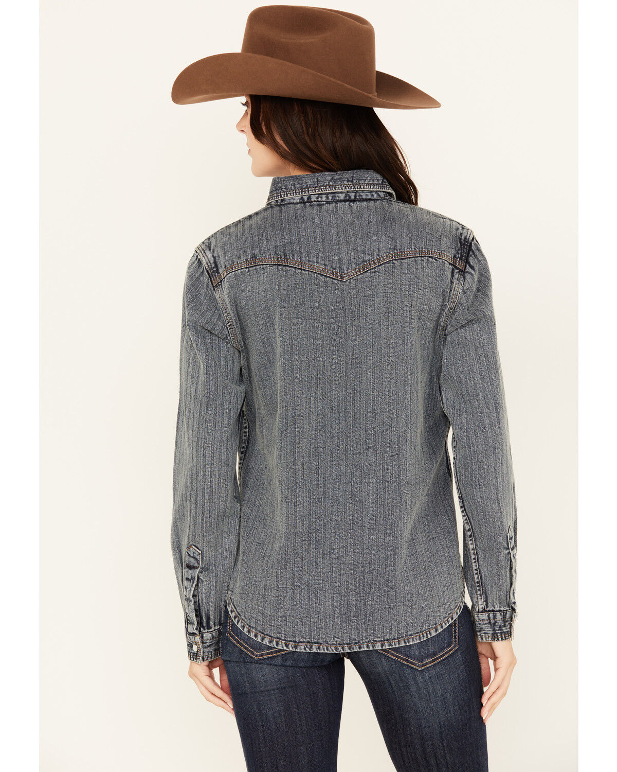 Image #4 - STS Ranchwear By Carroll Women's Duke Long Sleeve Snap Denim Western Shirt, Medium Wash, hi-res