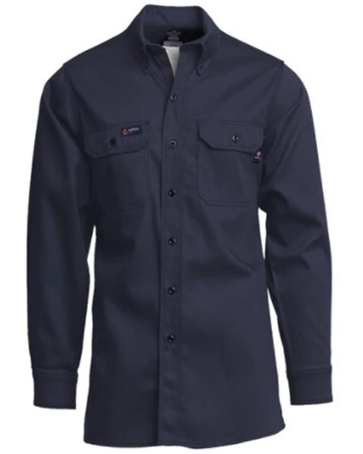 Image #1 - Lapco Men's FR Solid Navy Long Sleeve Button-Down Work Shirt - Big, Navy, hi-res