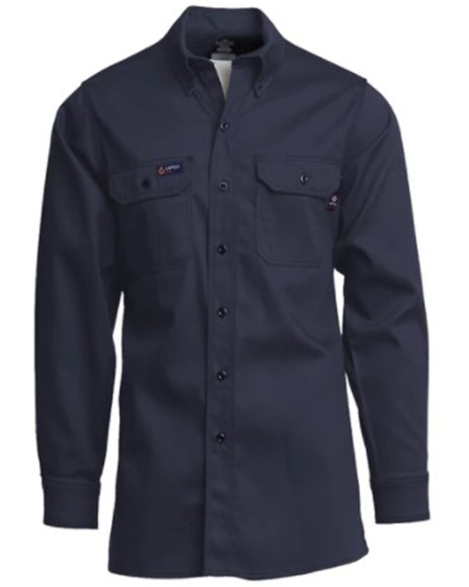 Image #1 - Lapco Men's FR Solid Navy Long Sleeve Button-Down Work Shirt - Big, Navy, hi-res