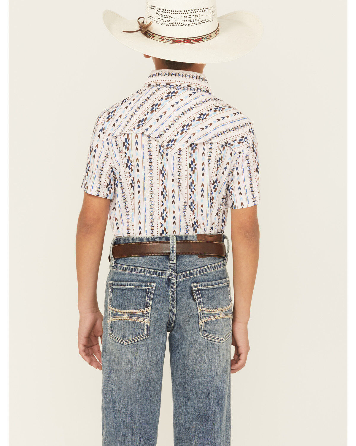 Image #4 - Rock & Roll Denim Boys' Southwestern Print Short Sleeve Button-Down Polo, Ivory, hi-res