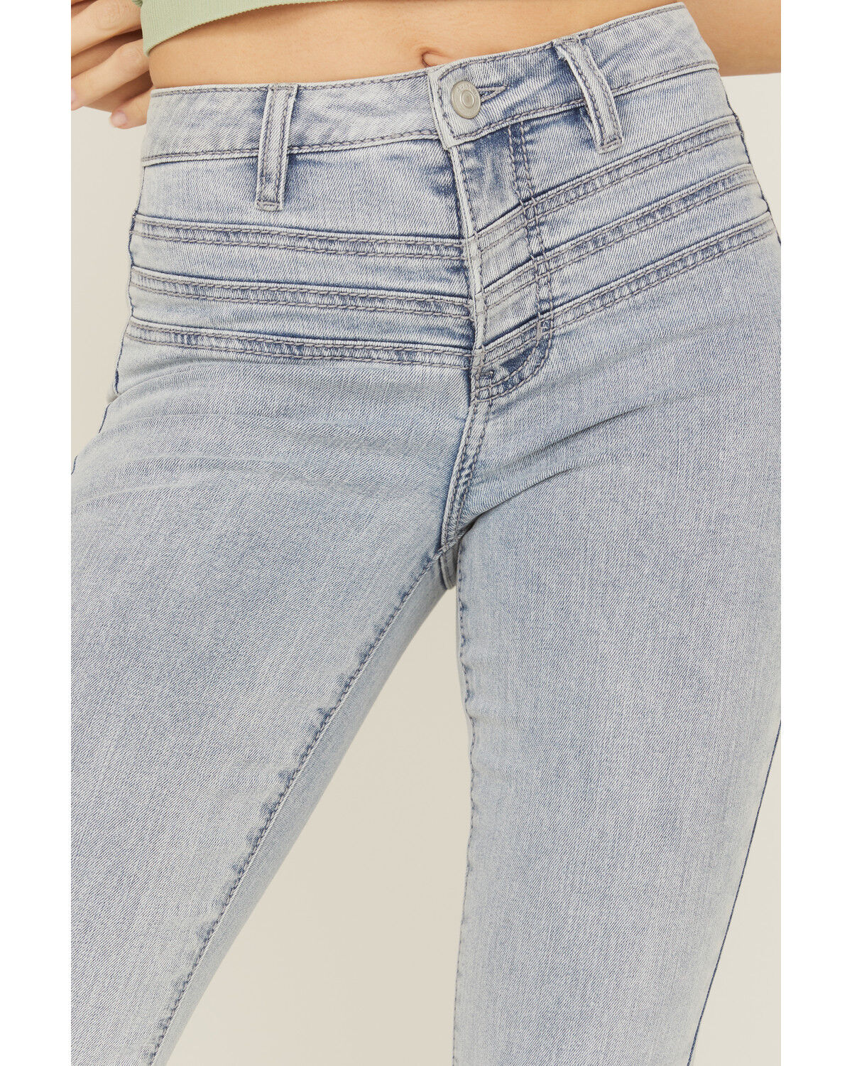 Image #2 - Shyanne Women's Light Wash High Rise Front Yoke Flare Jeans, , hi-res