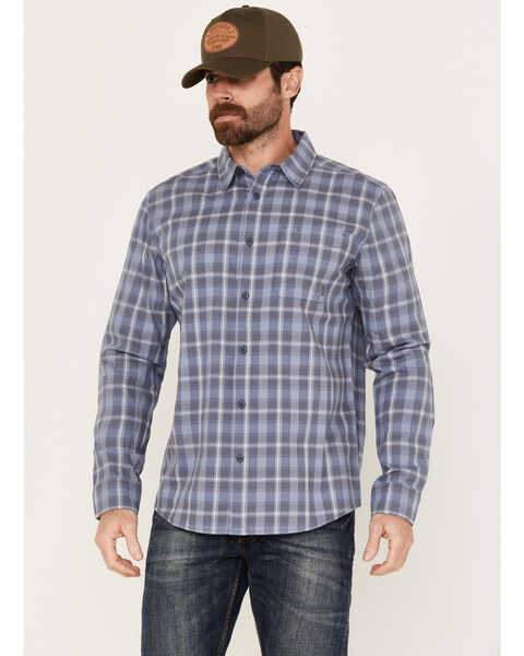 Image #1 - Brothers and Sons Men's Atascosa Plaid Print Long Sleeve Button Down Shirt, Light Blue, hi-res