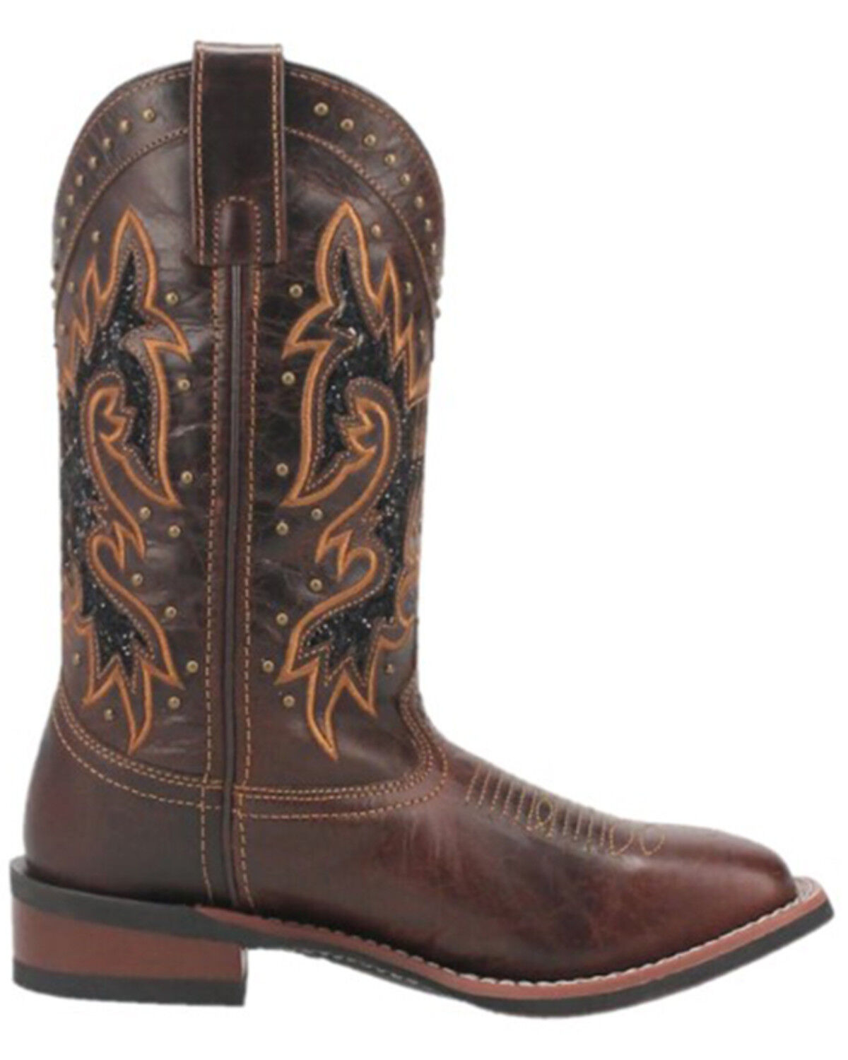 Image #2 - Laredo Women's Lockhart Studded Performance Western Boots - Broad Square Toe, Dark Brown, hi-res
