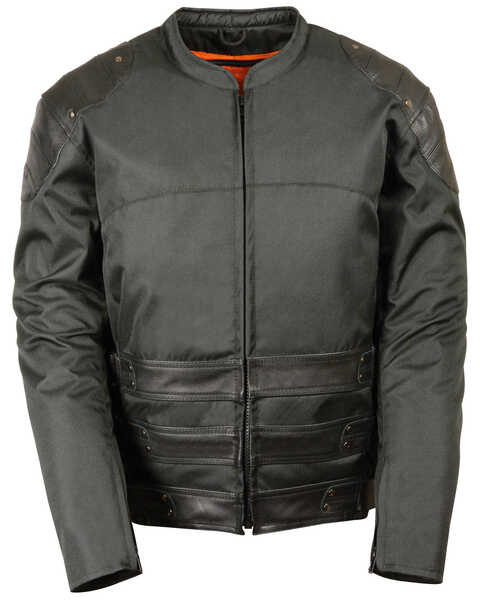 Milwaukee Leather Men's Assault Style Leather/Textile Racer Jacket - Big & Tall, Black, hi-res