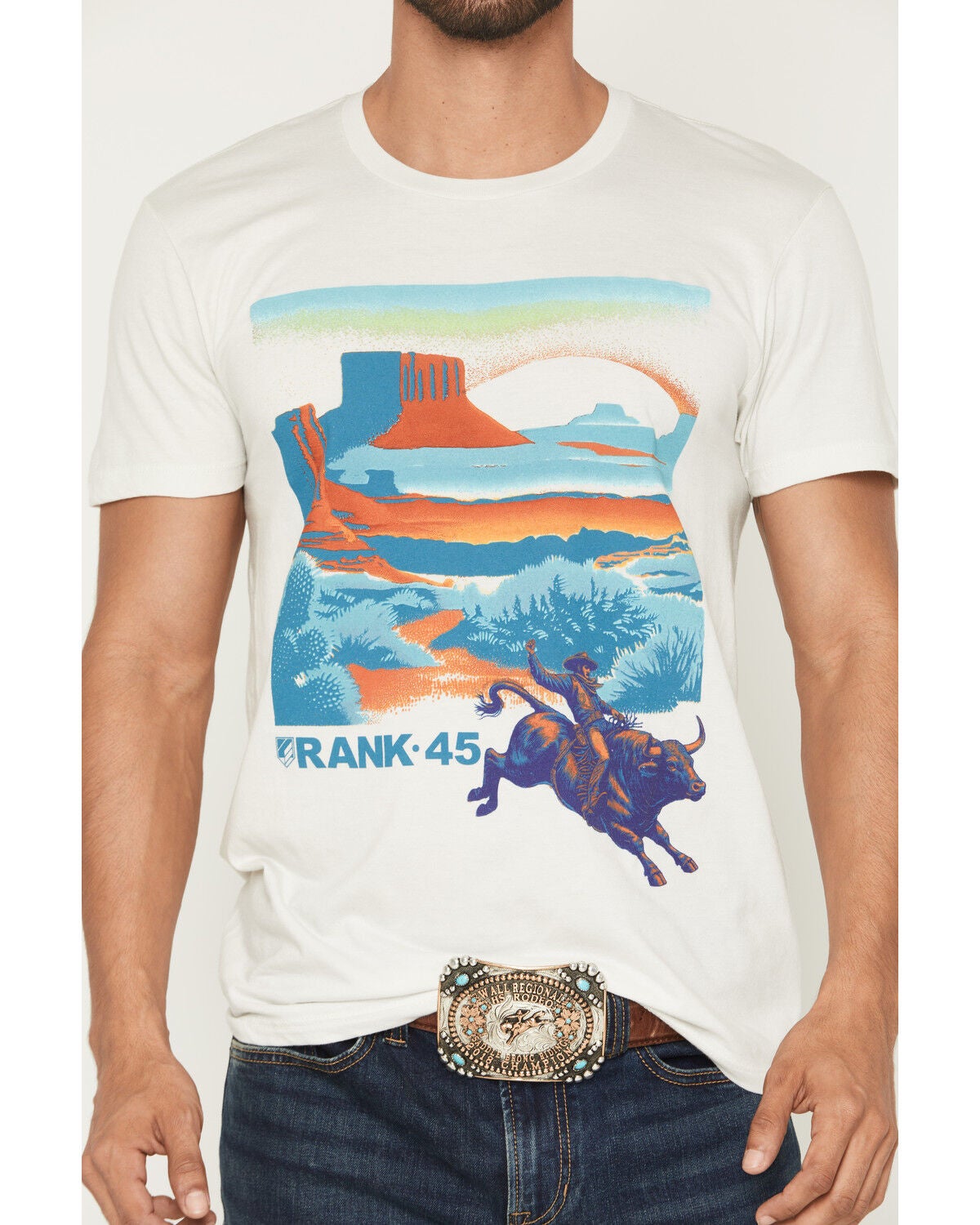 Image #3 - RANK 45&reg; Men's Bull Desert Bull Rider Short Sleeve Graphic T-Shirt, Natural, hi-res