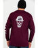 Image #1 - Ariat Men's FR Roughneck Skull Logo Crew Long Sleeve Work T-Shirt, Red, hi-res
