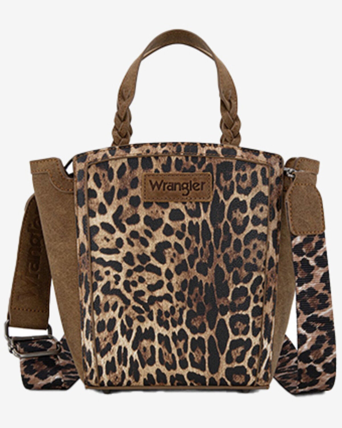 Wrangler Women's Leopard Print Crossbody Tote, Brown, hi-res
