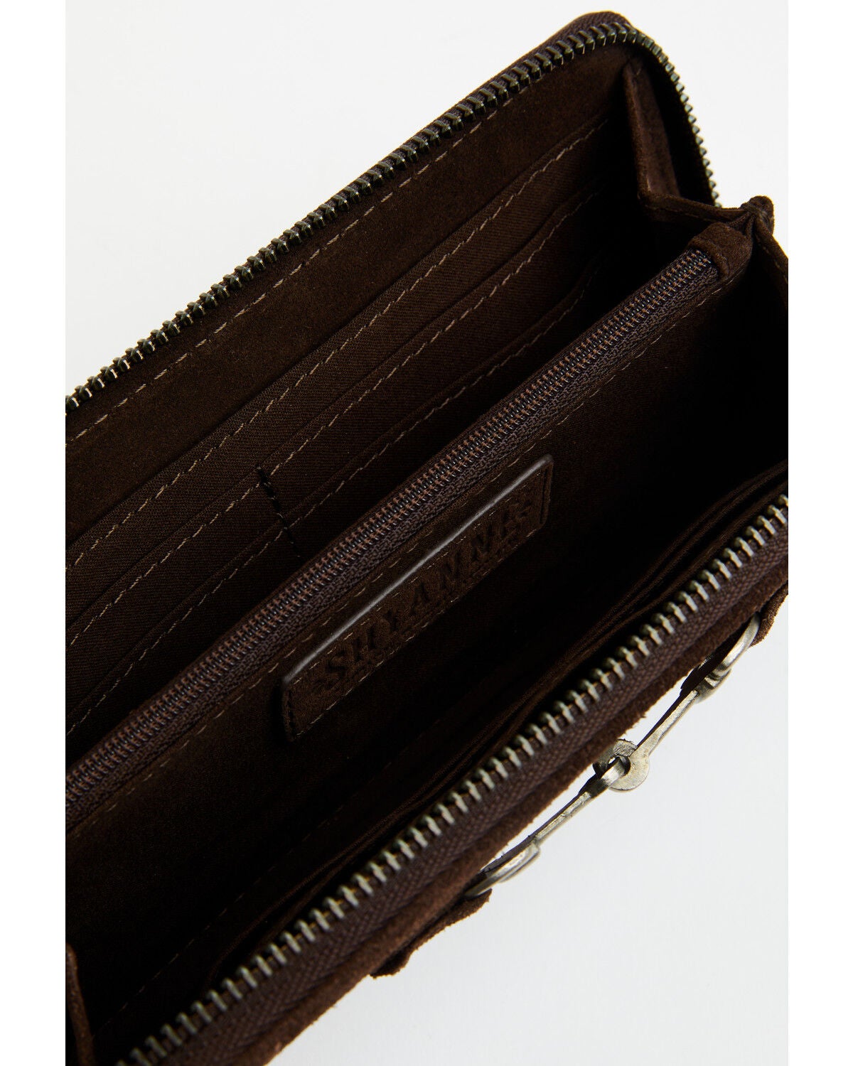 Image #3 - Shyanne Women's Riley Full Zip Tooled Leather Horse Bit Wallet, Dark Brown, hi-res