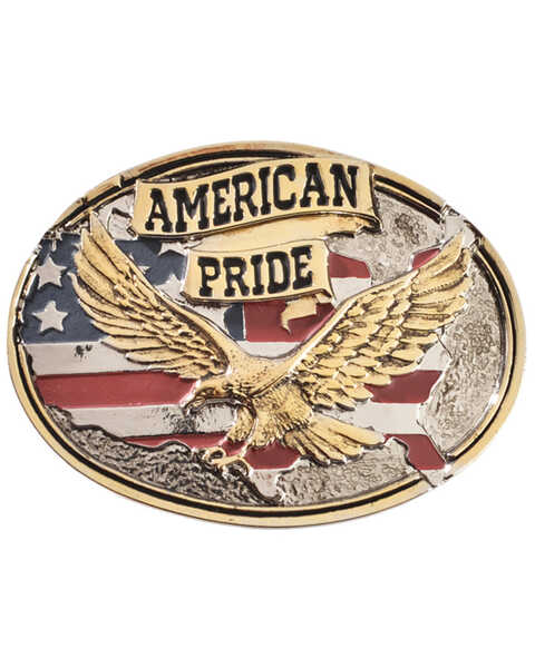 Montana Silversmiths Men's American Pride Belt Buckle, Silver, hi-res
