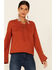 Shyanne Women's Solid Lace-Up Neck Pullover , Camel, hi-res