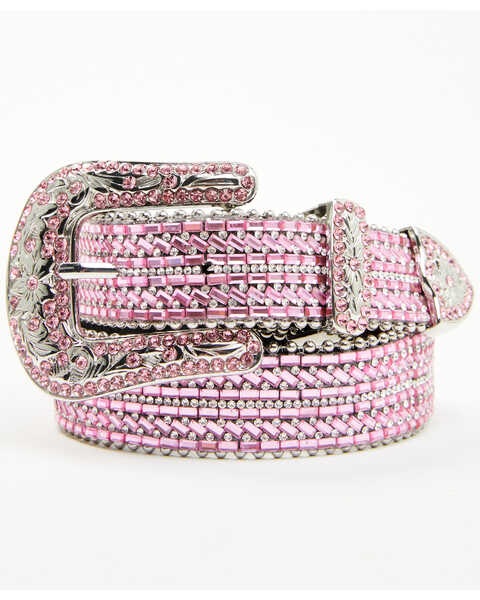 Shyanne Girls' Embellished Bling Belt , Pink, hi-res