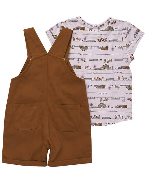 Carhartt Toddler Girls' Horse Print Short Sleeve T-Shirt and Overall Set, Brown, hi-res